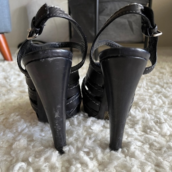Miu Miu Black Leather Tonal Stitch Sandals 38.5 - Picture 7 of 8